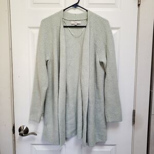 LOFT Mint Green Wool Blend Open Front Long Cardigan Sweater